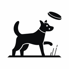 dog Catching Frisbee icon silhouette vector illustration