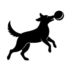 dog Catching Frisbee silhouette vector illustration