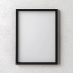 Empty Black Frame on a Light Gray Wall for Artwork Display