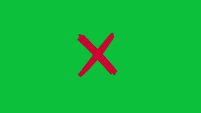 Red X cross mark brush stroke sign animation for decline or reject