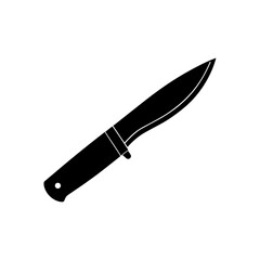 camp knife with sheath silhouette on white 