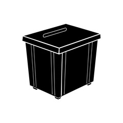 camp storage bin silhouette on white background   