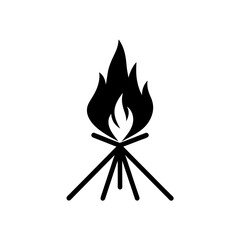 campfire tripod silhouette on white background  