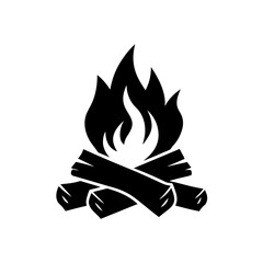 campfire with logs silhouette on white background .svg