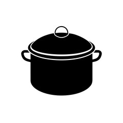 camping cooking pot with lid silhouette on white