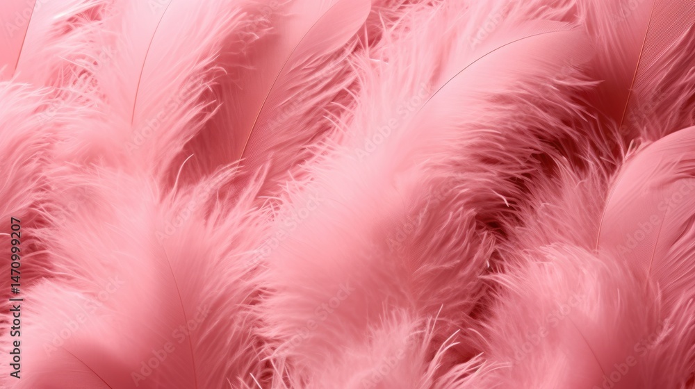 Poster soft pink feathers texture. macro shot for delicate and fluffy design. close up of pink carpet made 