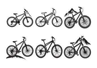 Mountain Bike Silhouette Vector Set