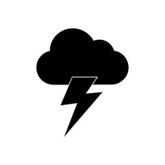 cloud with lightning silhouette on white 