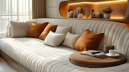 Contemporary rattan sofa combining natural texture and modern elegance high resolution picture