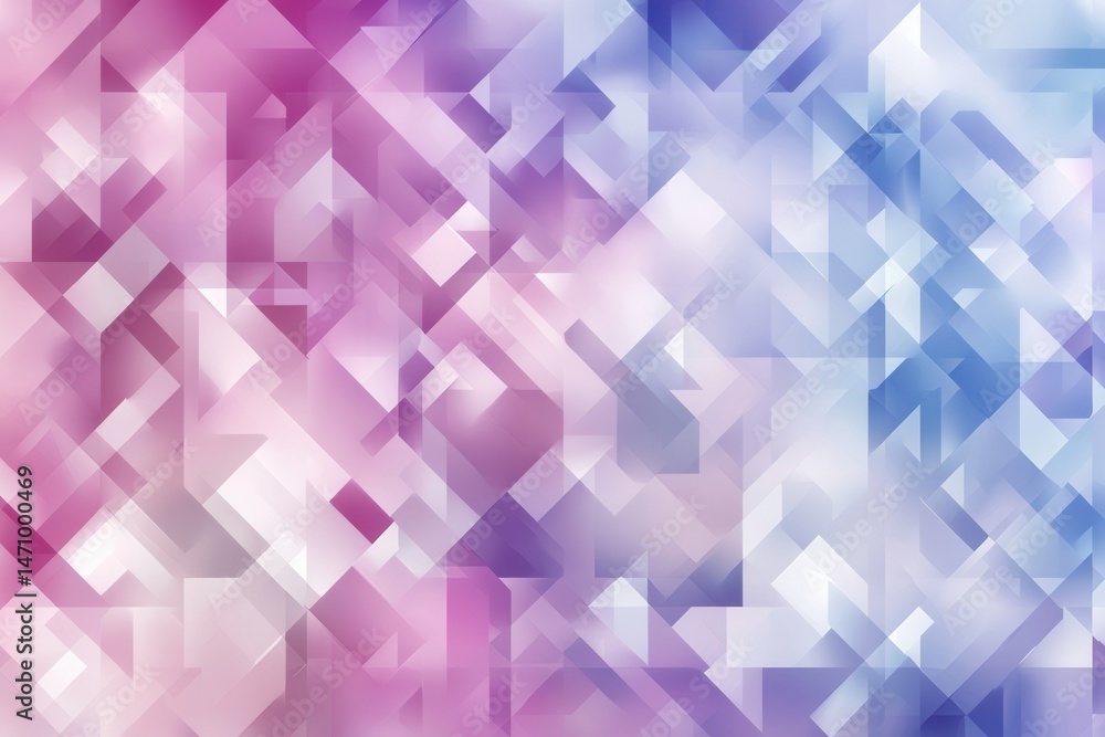 Poster abstract geometric pattern featuring vibrant pink and blue hues with a soft gradient background