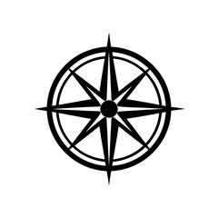 compass rose silhouette on white background  