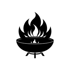 fire pit silhouette on white background  