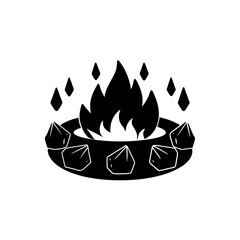 fire ring with stones silhouette on white 