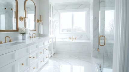 Elegant modern bathroom with marble features and natural light
