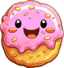 Pink munchkin donut with a cute expression