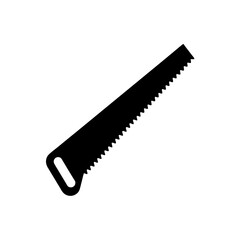 folding saw silhouette on white background  