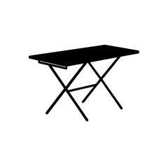folding table silhouette on white background 