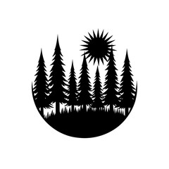 forest clearing with sunlight silhouette on white