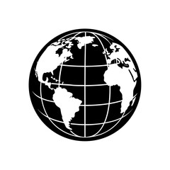 globe silhouette on white background  