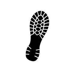 hiking boot print silhouette on white background 
