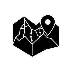 hiking map silhouette on white background  
