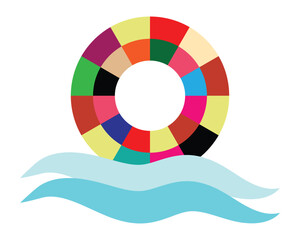 Obraz premium Lifebuoy vector, icon. Simple cartoon illustration of lifebuoy vector symbol website logo design. Modern colourful lifebuoy art isolated on white background. Vector illustration. EPS 10 