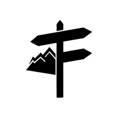 hiking trail junction silhouette on white 