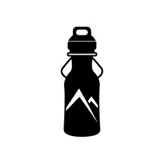 hiking water bottle silhouette on white background 
