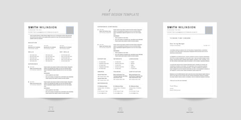 Minimal resume and cover letter set template