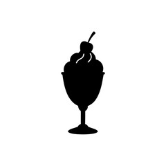 Obraz premium ice cream sundae silhouette on white background .svg