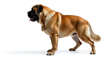 Fototapeta premium Majestic mastiff, powerful stance, white background, powerful dog, powerful