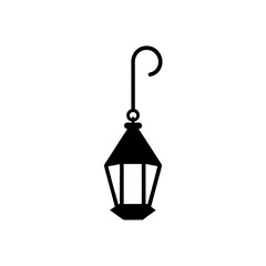 lantern on hook silhouette on white background  .svg