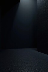 Dark Room Interior A Single Beam of Light Illuminates a Textured Floor and Walls