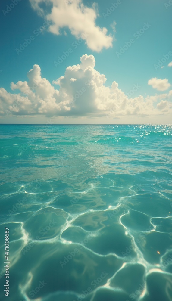 Poster Calm ocean waves under a serene sky with clouds