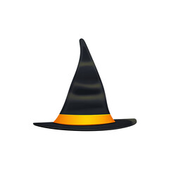 Fototapeta premium A spooky witch hat with a gold ribbon, perfect for Halloween.