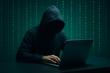 Achieving Digital Anonymity: A Simple Composition Exploring Technology and Office Equipment in a Binary World. Delve into the Visual Representation of Data Privacy and Security in the Modern