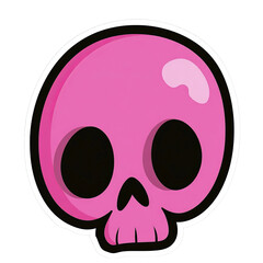 Fototapeta premium A cute cartoon pink skull with dark eyes and a black outline