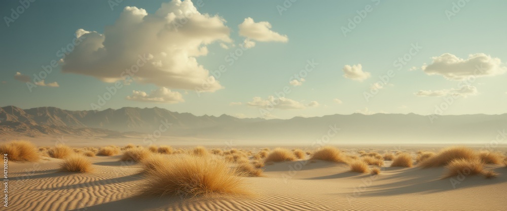 Aufkleber expansive desert grassland with mountains in background