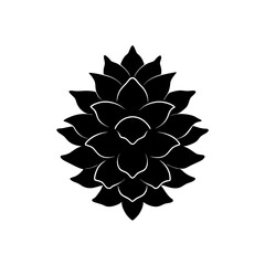 pinecone cluster silhouette on white background 