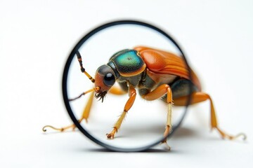 Naklejka premium Magnified view of bug against stark white backdrop, pest control, wildlife