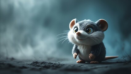 Adorable Cartoon Mouse in a Mysterious Setting