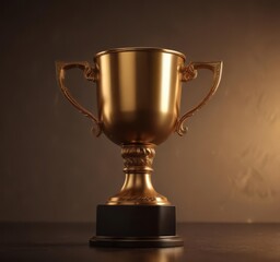 Abstract bronze trophy silhouette, golden cup detail, stylish background ,  achievement,  prize