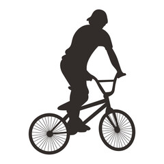 Silhouette of Freestyle Bmx Bike Player. Vector Illustration