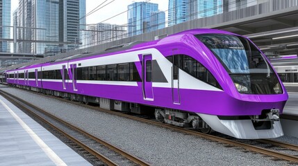 Fototapeta premium Purple train at city station