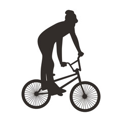 Obraz premium Silhouette of Freestyle Bmx Bike Player. Vector Illustration