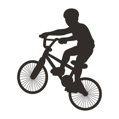 Silhouette of Freestyle Bmx Bike Player. Vector Illustration