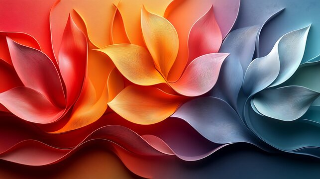Elegant 3D stylized floral design blending vibrant colors and smooth embossed textures high resolution wallpaper