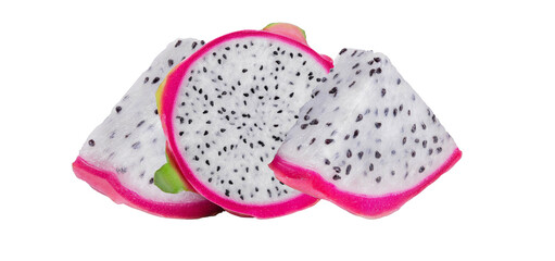 dragon fruit slices on transparent background