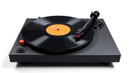 Fototapeta premium Turntable with vinyl record, isolated on white background, classic, disc