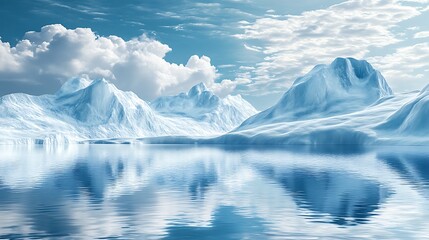  A polar region with ice caps melting and water levels 

